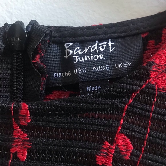 Bardot Junior Black and Red Floral Dress, Size 6. - Picture 6 of 8